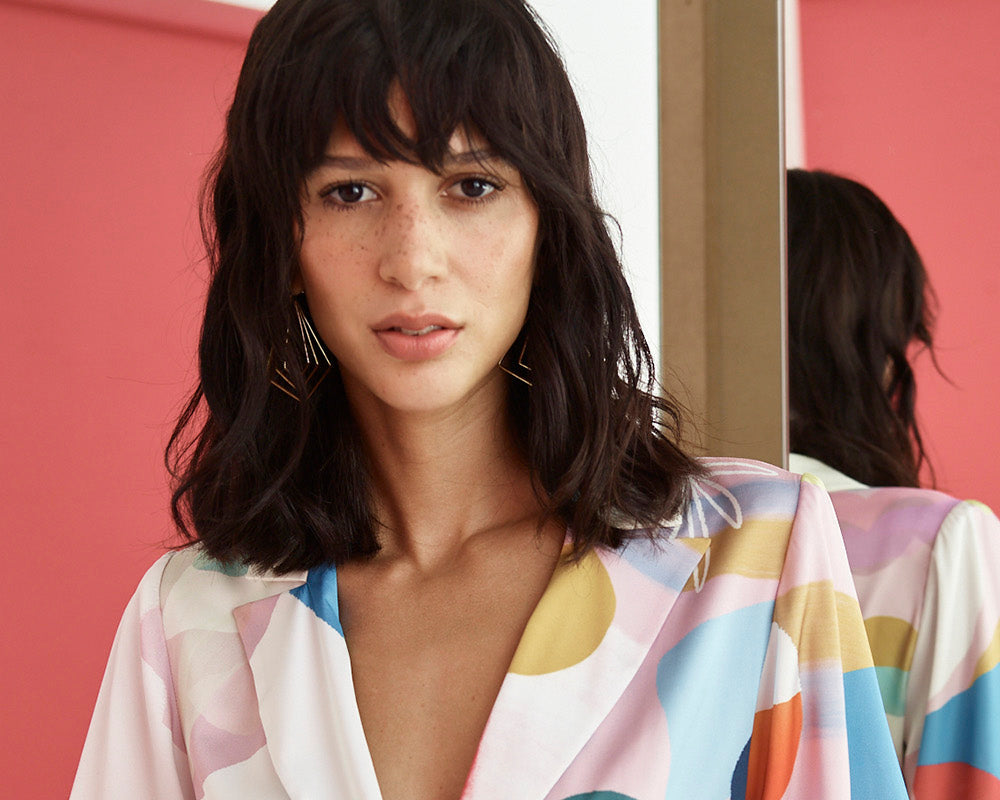 Pastel Abstract Crop Blazer