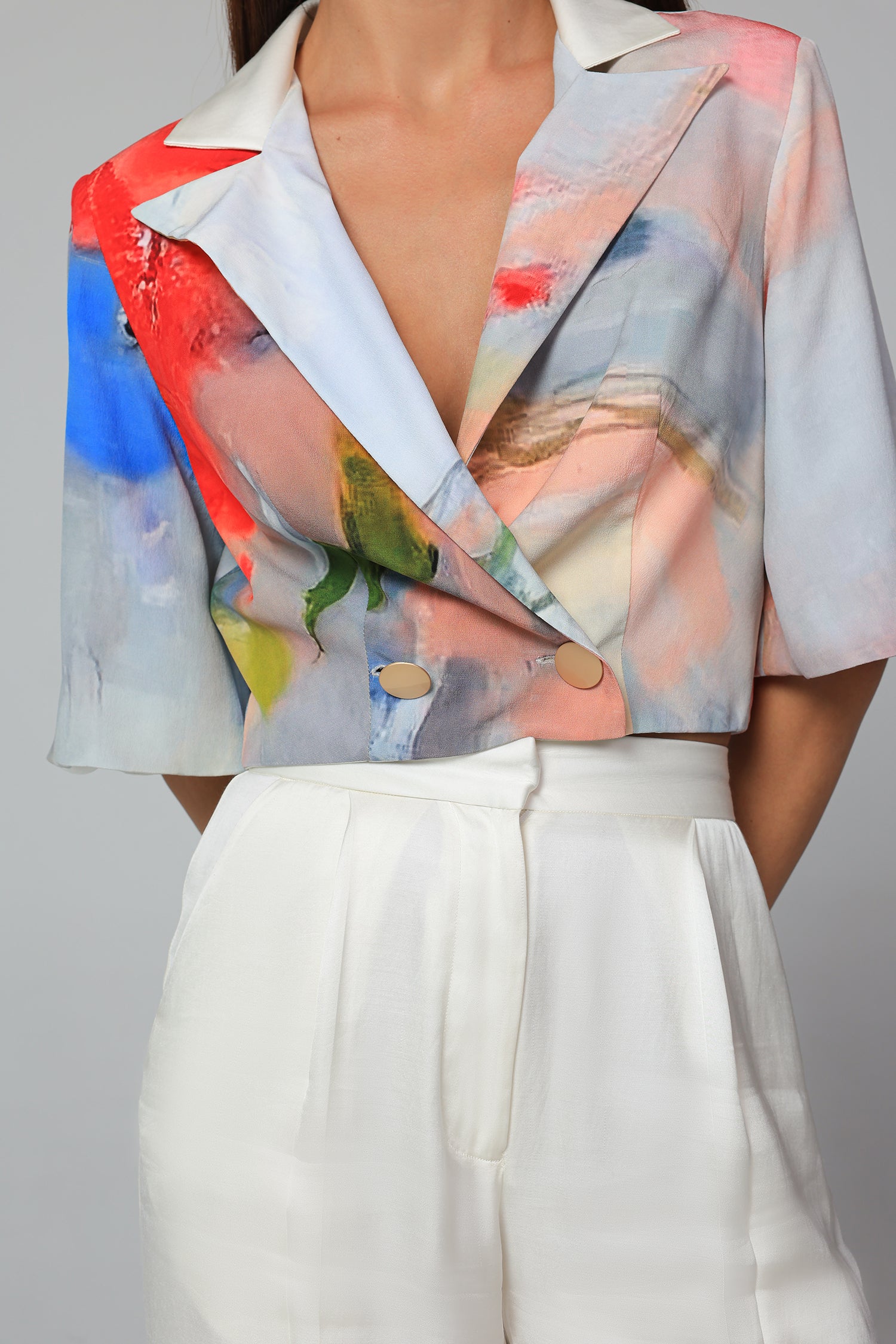 Abstract Horizon Crop Jacket