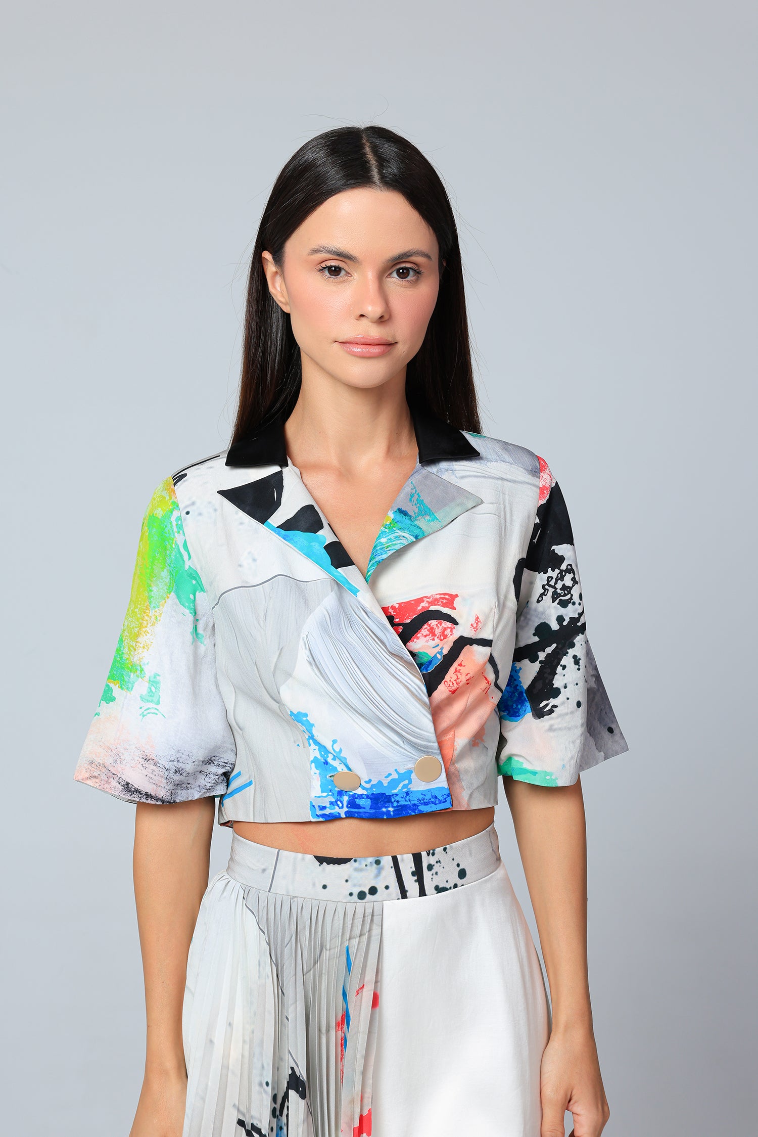 Kinetic Strokes Crop Jacket