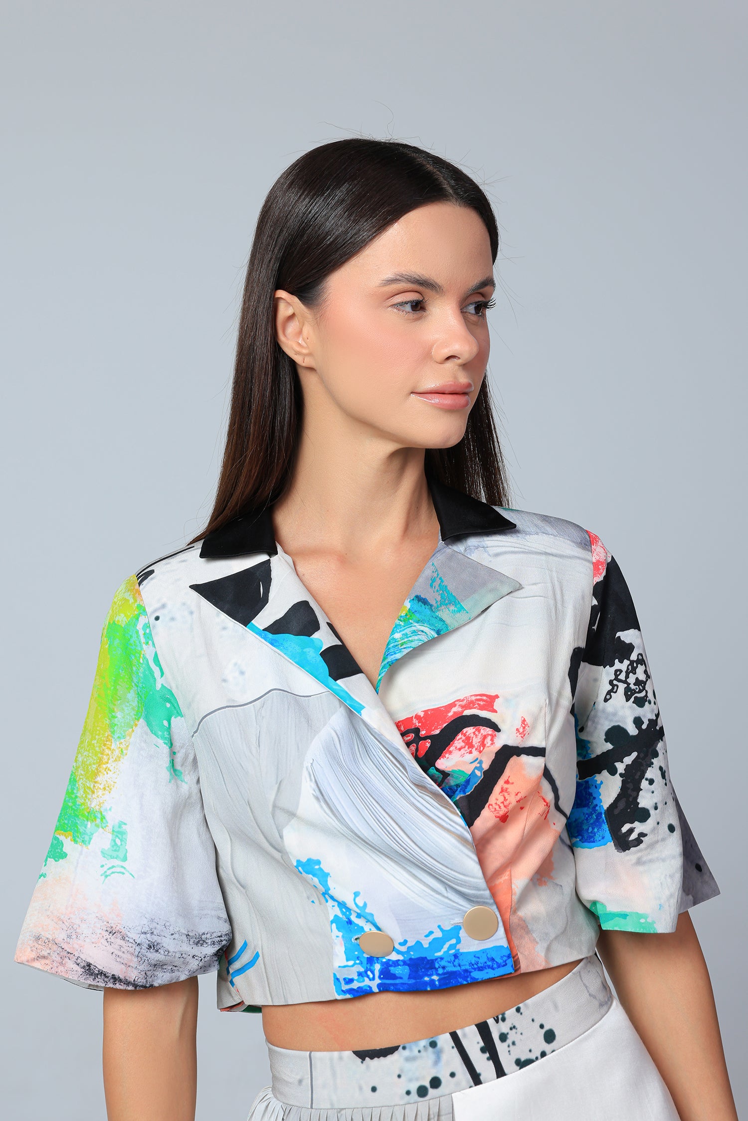 Kinetic Strokes Crop Jacket