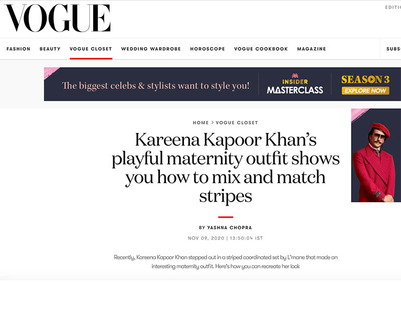 Kareena Kapoor Khan X L’MANE – Featured in VOGUE