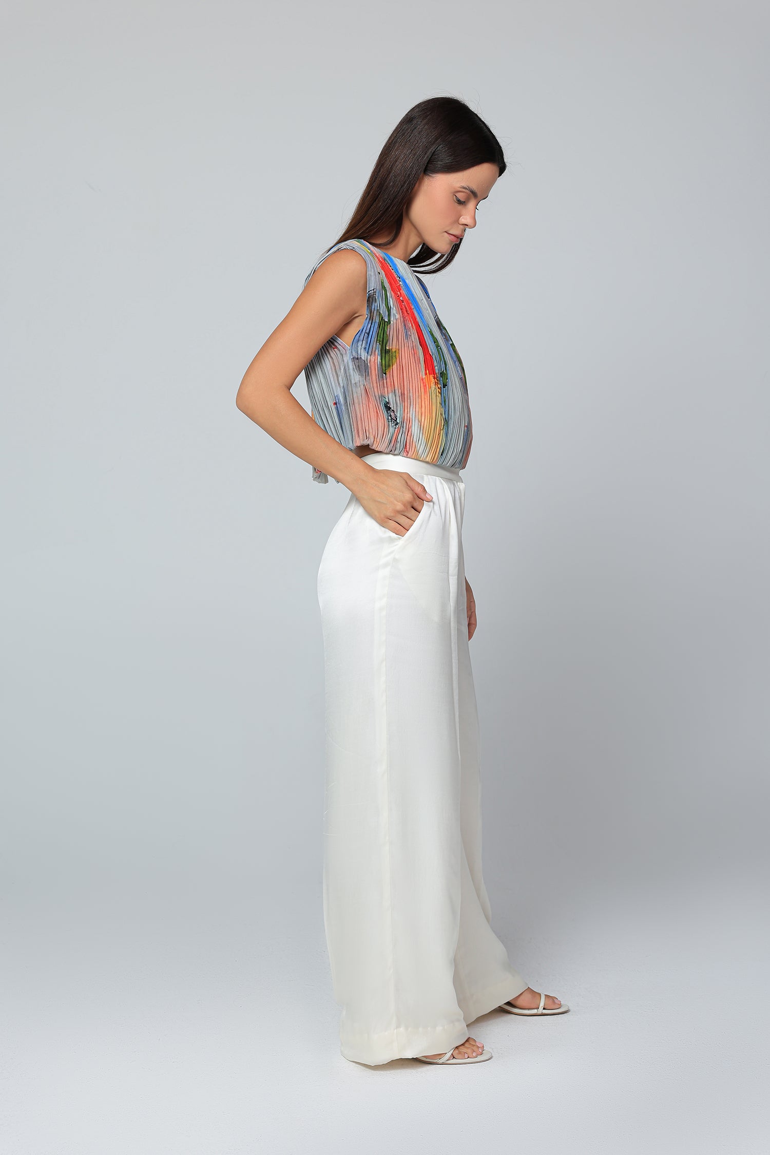 Aurora Veil Pleated Top