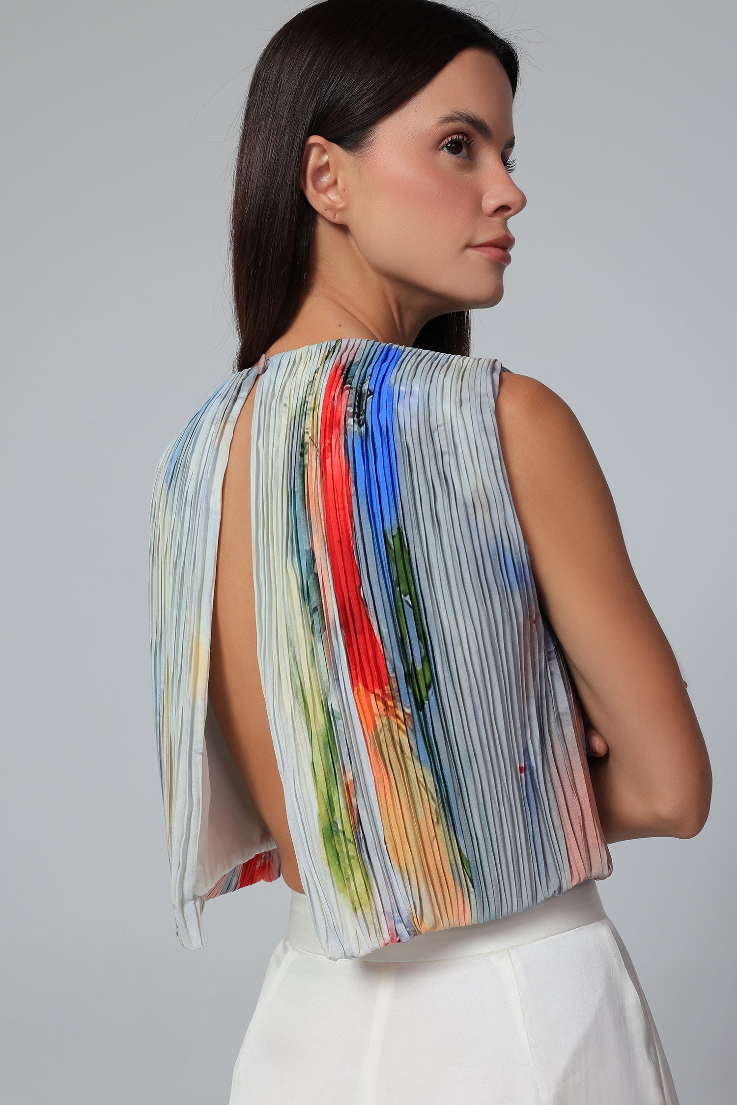 Aurora Veil Pleated Top