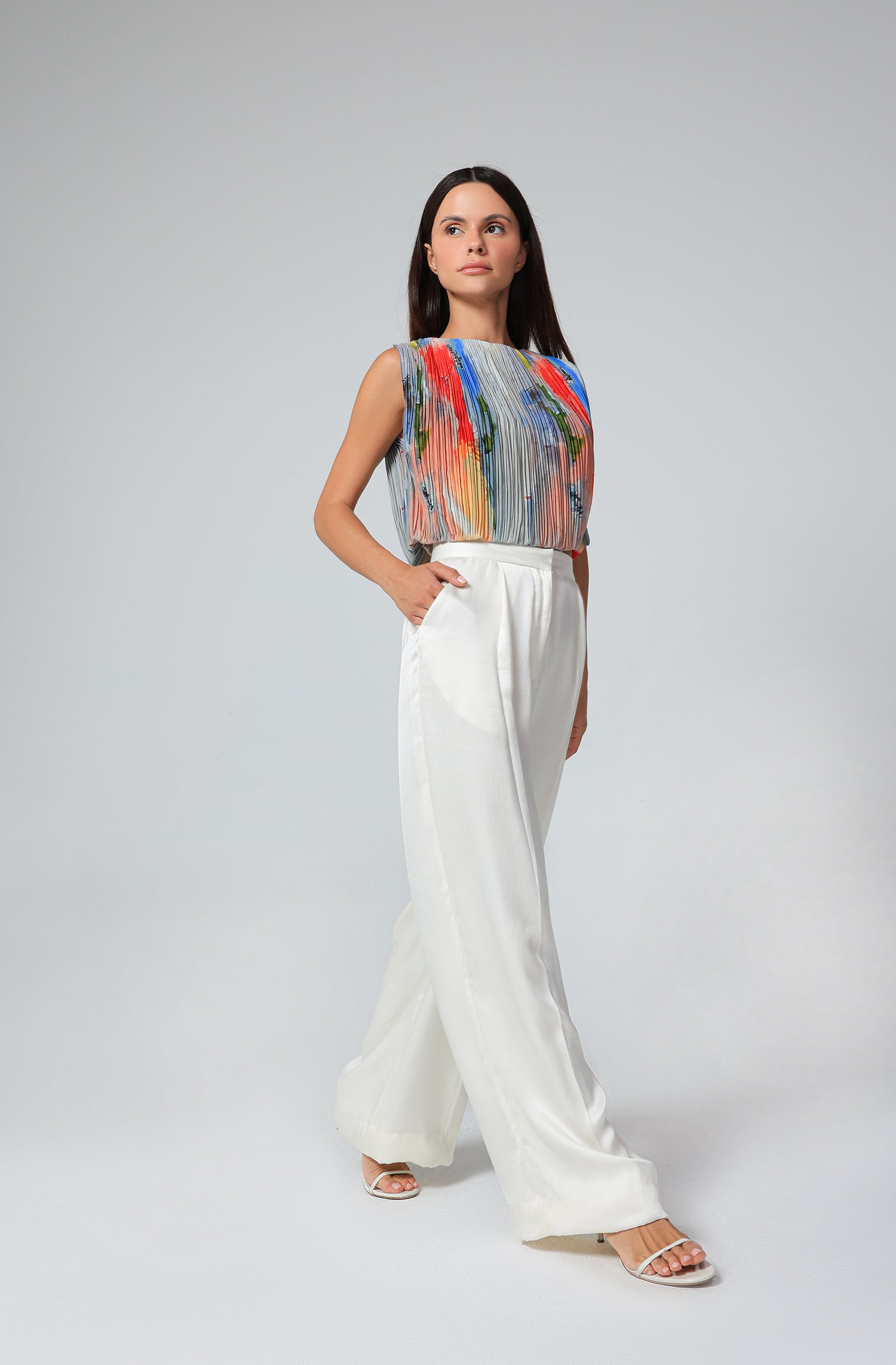 Aurora Veil Pleated Top