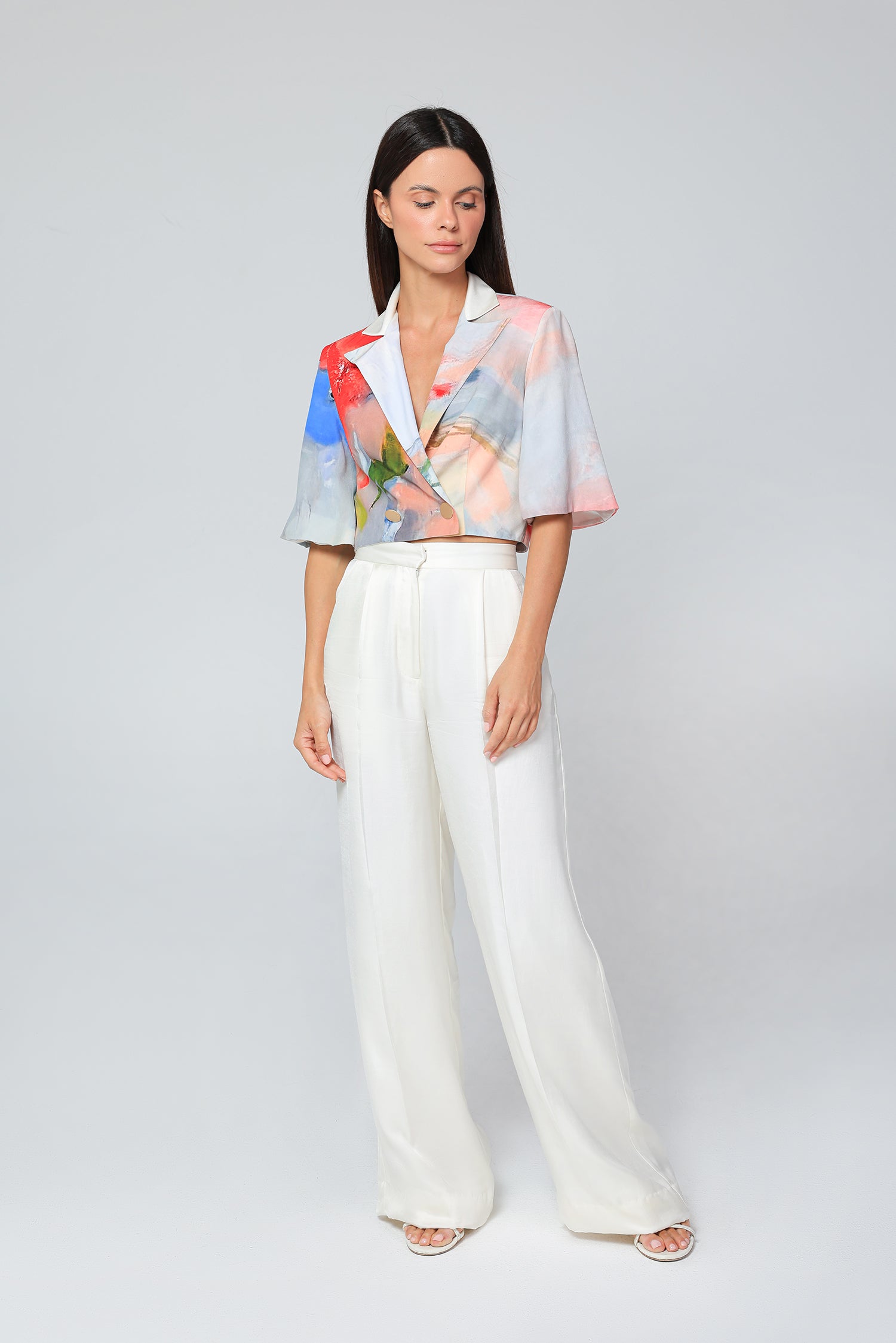 Abstract Horizon Crop Jacket