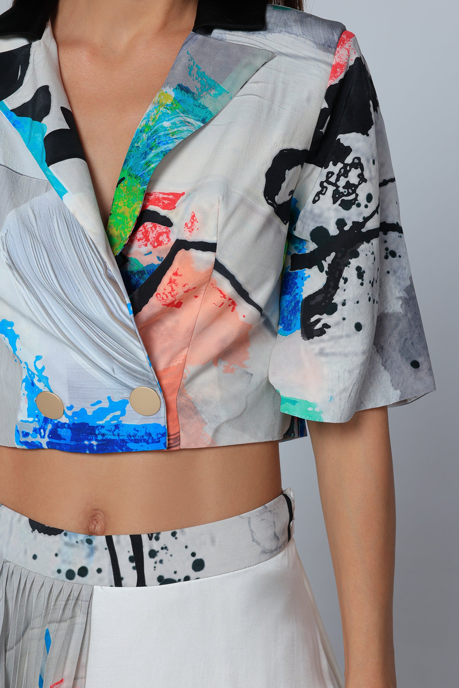 Kinetic Strokes Crop Jacket
