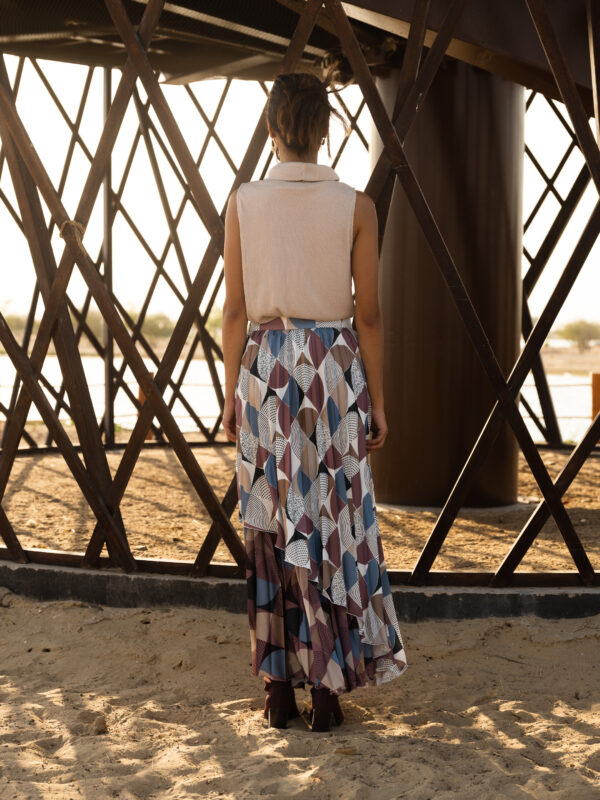 Asymmetric fully pleated layered skirt, Mix and match