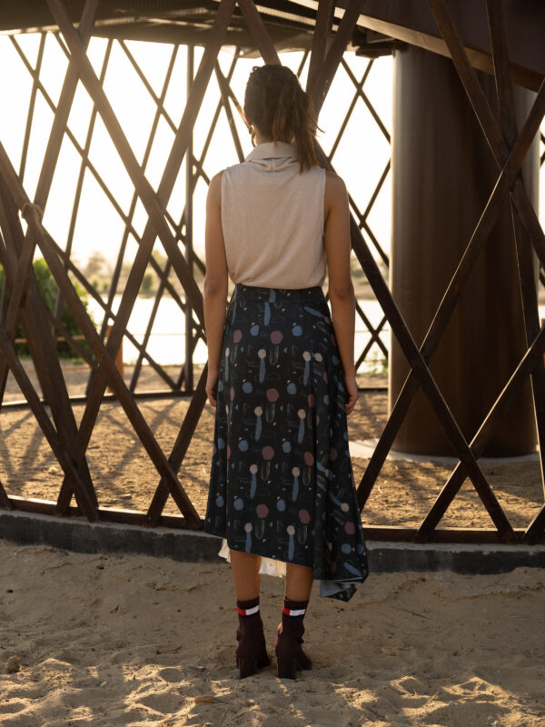Geometric dual printed skirt