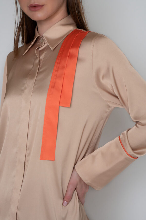 Silk shirt with orange panel