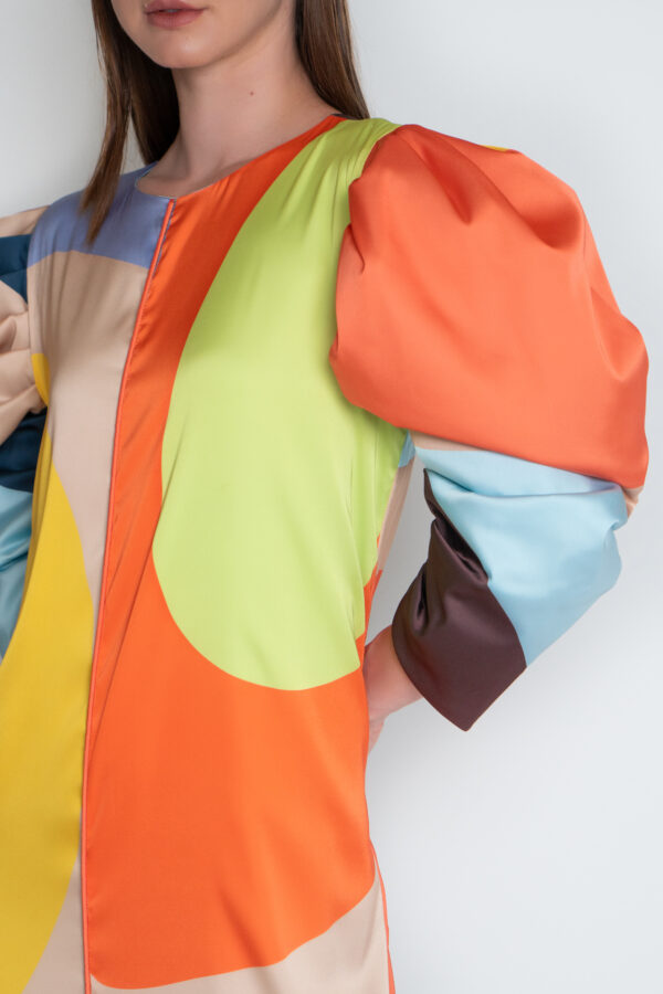 Multicolour printed tent dress