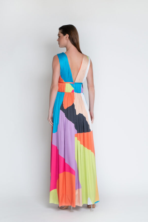 Plunging colorful dress